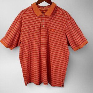 Tommy Bahama Polo Shirt XL Orange White Striped Supima Cotton Marlin Logo